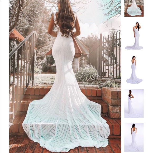 Brand New!!! Geometric Sequin Gown - Picture 7 of 9